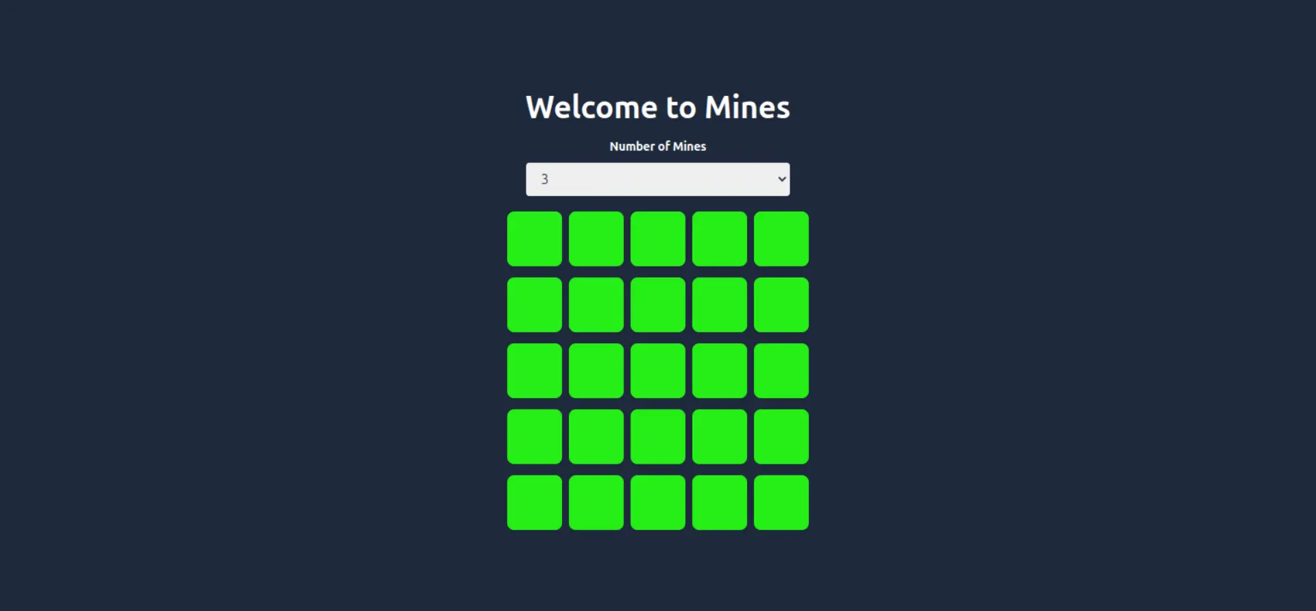 Mines Game - Interactive Minesweeper Web Game Built with HTML5, CSS3, and JavaScript